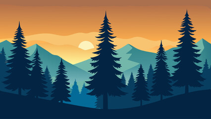 pine tree Silhouette image art for vector illustration on white background