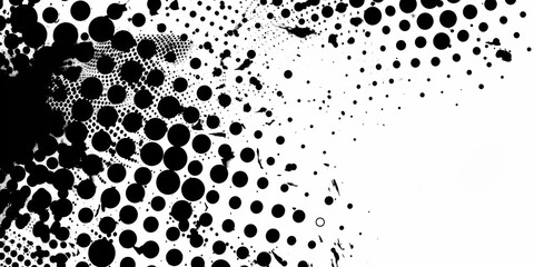 A black and white photo of a white background with many small black dots. The photo has a very abstract and chaotic feel to it, with the dots seemingly randomly scattered across the image