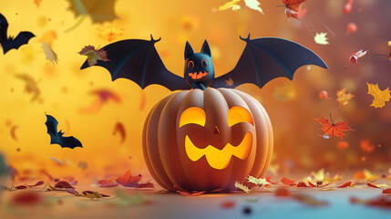 Sticker - Halloween pumpkins illustration 