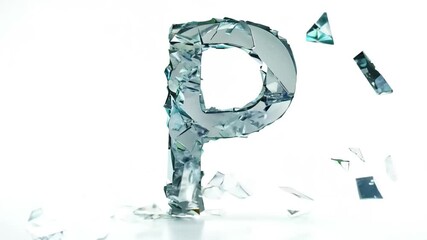 Poster - Colorful Glass Letter P on White Background Generative AI