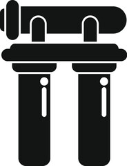 Poster - Black icon of a double water filter purifying tap water for drinking