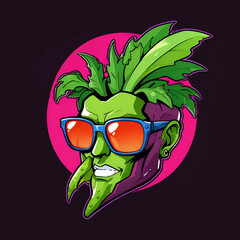 Poster - Funky Green Character with Sunglasses