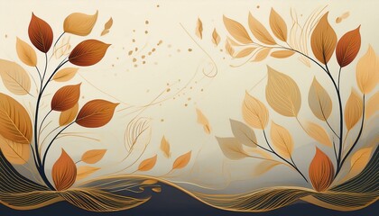 A minimalist wallpaper with elements of autumn and gold. The wallpaper is abstract and has an autumnal theme.