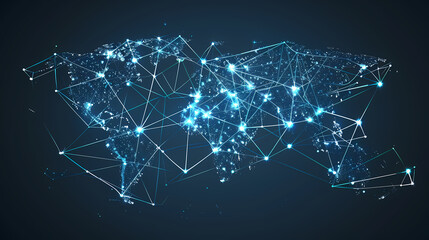 2d illustration world map abstract background.Global network connection. World map point and line composition concept of global business.