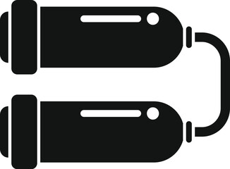 Poster - black isolated vector illustration of double oxygen tank on white background