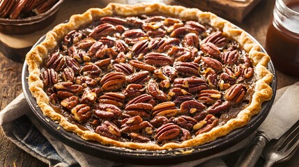 A pecan pie, perfect for dessert.