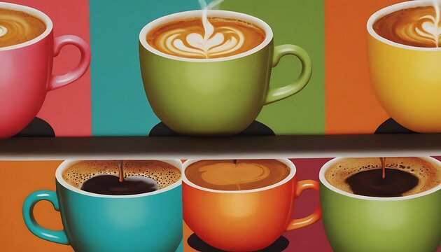 coffee illustration, a cup of cappuccino coffee, latte, espresso with biscuits, coffee beans, baking for postcards, poster, poster, logo, business card, menu7