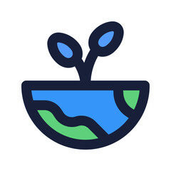 Sticker - green earth flat line icon