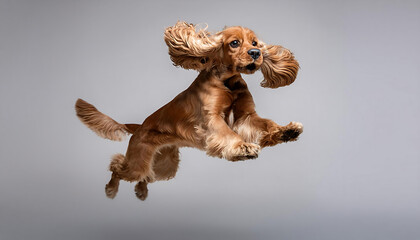 Poster - playful cocker spaniel jumping in the air