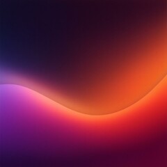 Wall Mural - Grain texture effect, red orange purple blurred wave on dark, abstract colors gradient background, copy space