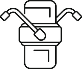 Poster - simple line drawing of a motorcycle front, with handlebars and headlight, ideal for transportation o