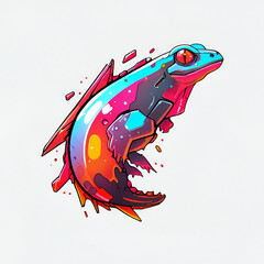 Sticker - Abstract Art with a Colorful Creature in a Whimsical Style