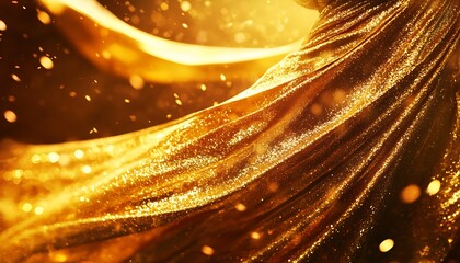 Wall Mural - Golden Fabric with Glimmering Lights and Bokeh