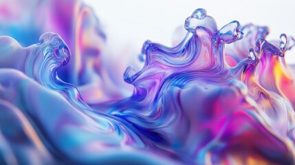 Canvas Print - Abstract Swirling Fluid with Iridescent Colors