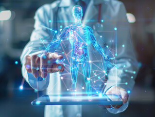 Canvas Print - doctor with health AI holograms