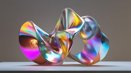 Poster - Abstract Metallic Sculpture with Iridescent Colors