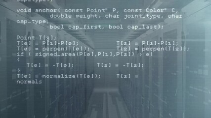 Poster - Animating computer code over server racks in data center