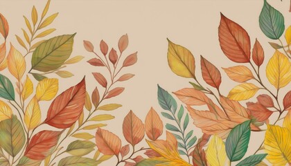 Wall Mural - Watercolor watercolor foliage in autumn season illustration. Elegant botanical illustration suitable for fabric, prints, covers.