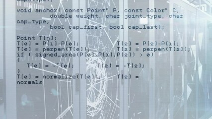 Aufkleber - Animating geometric shapes and computer code over abstract background
