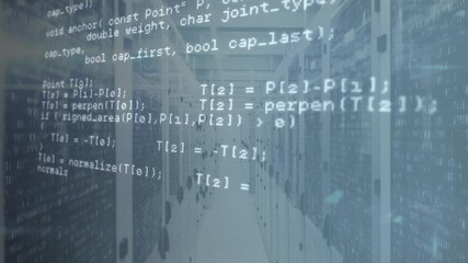 Poster - Animating computer code over server room background in data center
