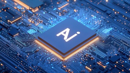 Poster - a computer chip with holographic 