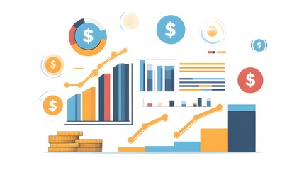 Poster - Detailed cash flow statement infographic for a public company featuring financial data and analytics on an isolated background with a clean minimalist design