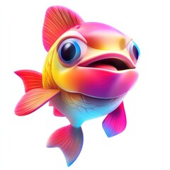 Wall Mural - A colorful, stylized fish with large eyes and a vibrant design.