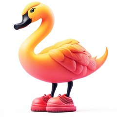 Poster - A whimsical orange duck character wearing red sneakers.