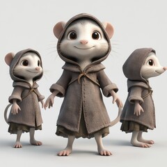 Sticker - Three animated mice in cloaks, showcasing a whimsical and adventurous theme.