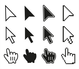 Computer mouse click cursor gray arrow icons set and loading icons. Cursor icon. Vector illustration. Mouse click cursor collection. Vector 10eps.