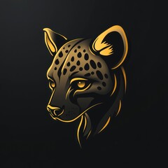 Poster - A stylized illustration of a leopard's head with a sleek black and gold design.