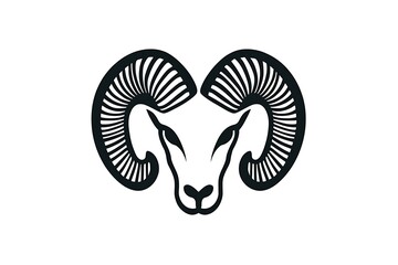 Wall Mural - Bold Minimalist Aries Symbol Illustration on White Background