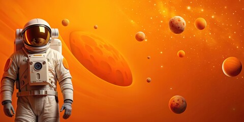 Poster - Background of vibrant orange Vivezium with a space theme , vibrant, orange, Vivezium, background, space, stars, galaxy