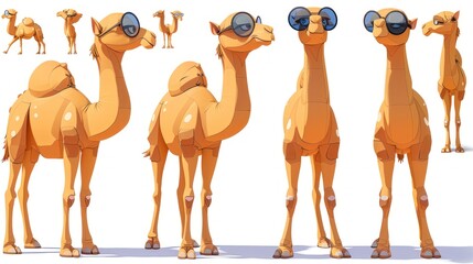 Poster - A group of cartoon camels wearing sunglasses in various poses.