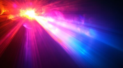 Poster - A colorful beam of light from a stage performance, creating dynamic patterns and effects against a dark background.