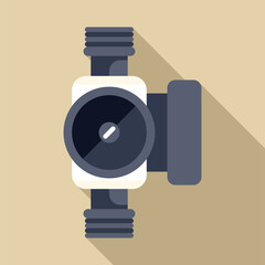 Canvas Print - Water pump icon in flat style with long shadow, representing a plumbing or irrigation system