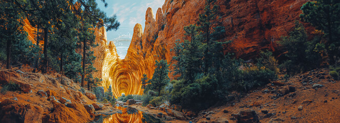 mysterious liquid gateway hyper realistic glitch designs and distorted lines enhance colorado scener