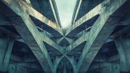 Aufkleber - Concrete Bridge Structure with Abstract Pattern