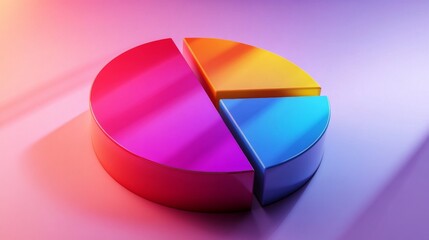 Poster - a detailed 3d pie chart with shadows and depth, showcasing different data segments in vibrant colors