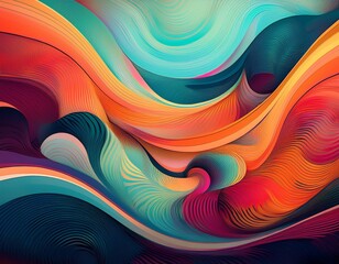 Wall Mural - Abstract Art with Curved Shapes and Vivid Colors