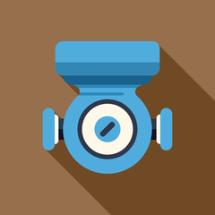 Poster - blue water meter icon with long shadow on brown background, representing water consumption measureme