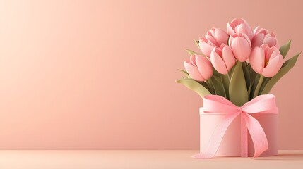 Wall Mural - pink tulips in a vase