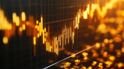 Leinwandbilder - A detailed view of a gold chart with historical data and future projections, displayed on a high-resolution monitor, showcasing the long-term trends in gold trading.