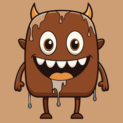 Chocolate Monster Playful Vector Design with Drips and Bite Marks