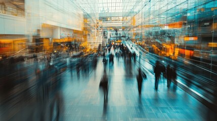 Poster - Blurred Motion of People in a Modern Building