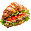 © Jahan Mirovi - A freshly made croissant sandwich filled with tomato, cheese, and lettuce