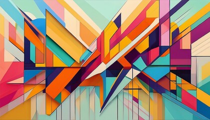 Wall Mural - Abstract Geometric Wall Art with Vibrant Colors