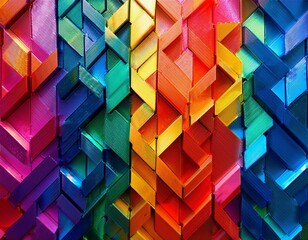 Wall Mural - Abstract Geometric Pattern with Vivid Colors and Reflective Surfaces