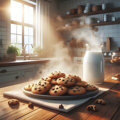 Wall Mural -  cozy kitchen scene with a baking theme featuring freshly baked cookies