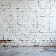 White brick wall with rustic texture in an empty room setting